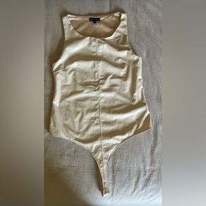 Shinestar Faux Leather Thong Bodysuit